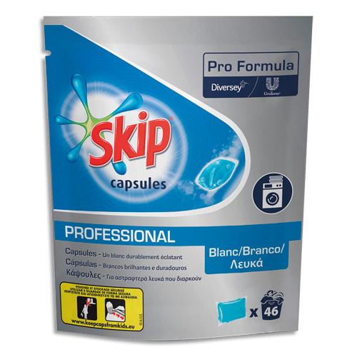 Skip carton de 184 capsules de lessive liquide pour linge blanc dans 4 sachets refermables de 46 dosettes_0