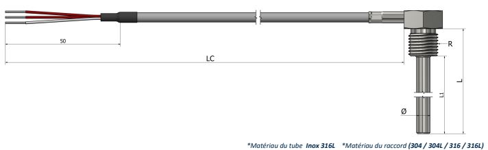 Sonde à résistance à visser (RTD) PR15 - Raccord fixe avec câble de prolongation à 90°_0