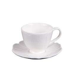 Tasse à café avec sous tasse Ginkgo 10 cl x6 -  Blanc Rond Porcelaine Table Passion - blanc porcelaine 3106232762109_0