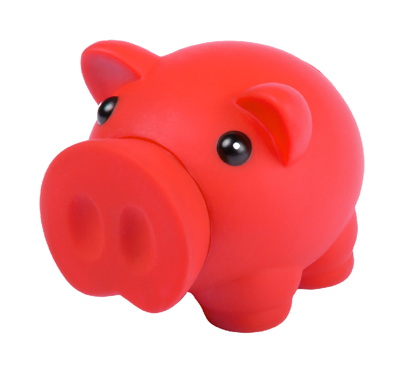 Tirelire en plastique - Forme de cochon - Ouverture par le nez - Rouge - 80g_0