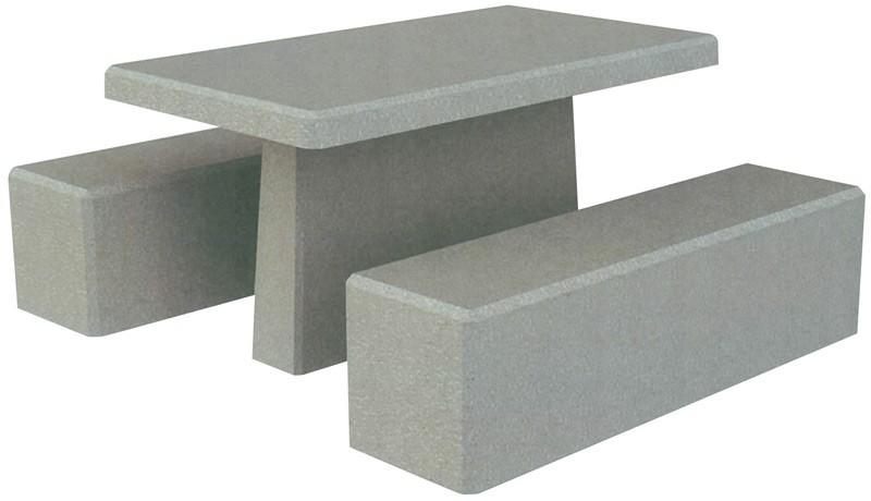 TRITON - Table de pique-nique en béton armé 1,5 m avec 2 bancs - Finitions gris sablé et ocre sablé_0
