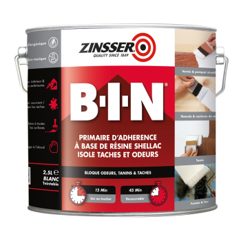Primaire d'adhérence isolant à base de résine Shellac - Séchage ultra-rapide - Zinsser - Réf. Ag01991_0
