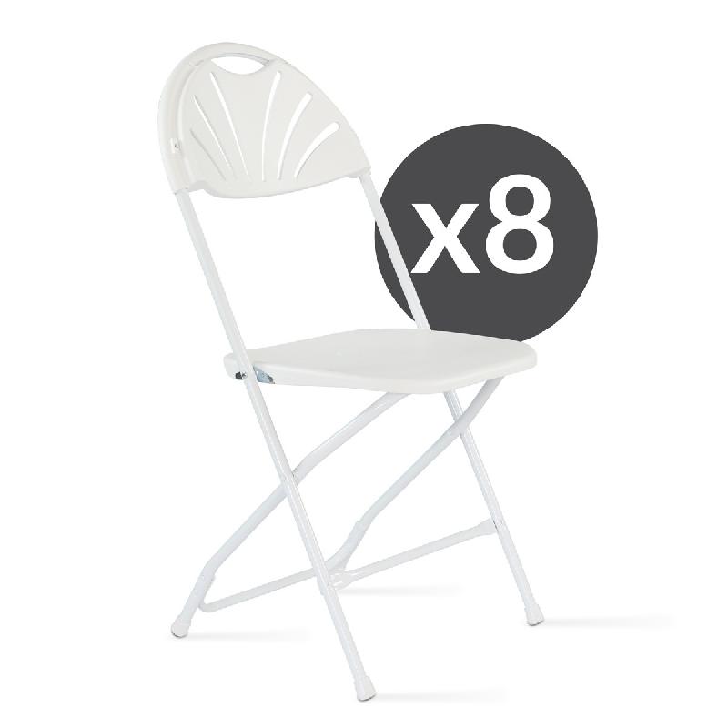Lot de 8 chaises pliantes de réception ajourées - acier et résine plastique - usage intérieur/extérieur_0