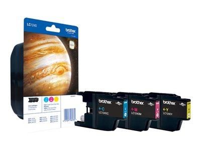 BROTHER LC1240 - PACK DE 3 - JAUNE, CYAN, MAGENTA - ORIGINAL - CARTOUCHE D'ENCRE