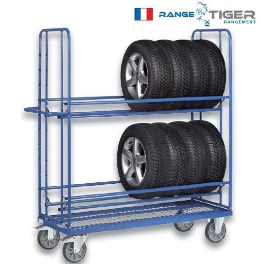 Chariot pour le rangement des pneumatiques - Charge 400 kg - Dimensions 1600 x 620 x 1800 mm - Réf. 11581852_0