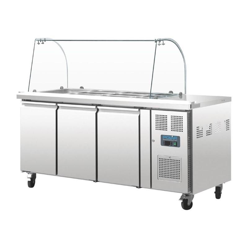 Comptoir de préparation réfrigéré gn avec pare-haleine série u 3 portes - CT394_0