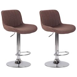 Décoshop26 - Lot de 2 tabourets de bar chaises hautes en tissu marron coutures verticales support en métal chromé 10_0004283 - marron 3000252023953_0