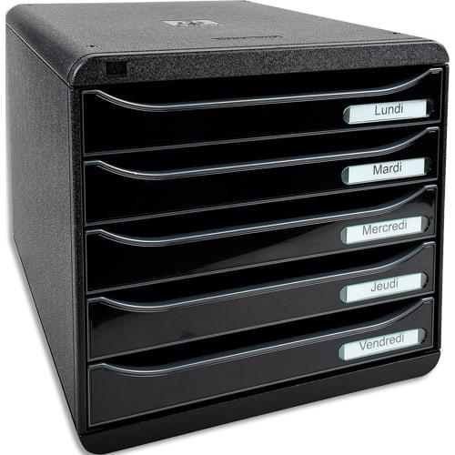 Exacompta - Module de classement Big Box Plus Horizon 5 tiroirs glossy - Dimensions 27,8x27,1x34,7 cm - Noir_0