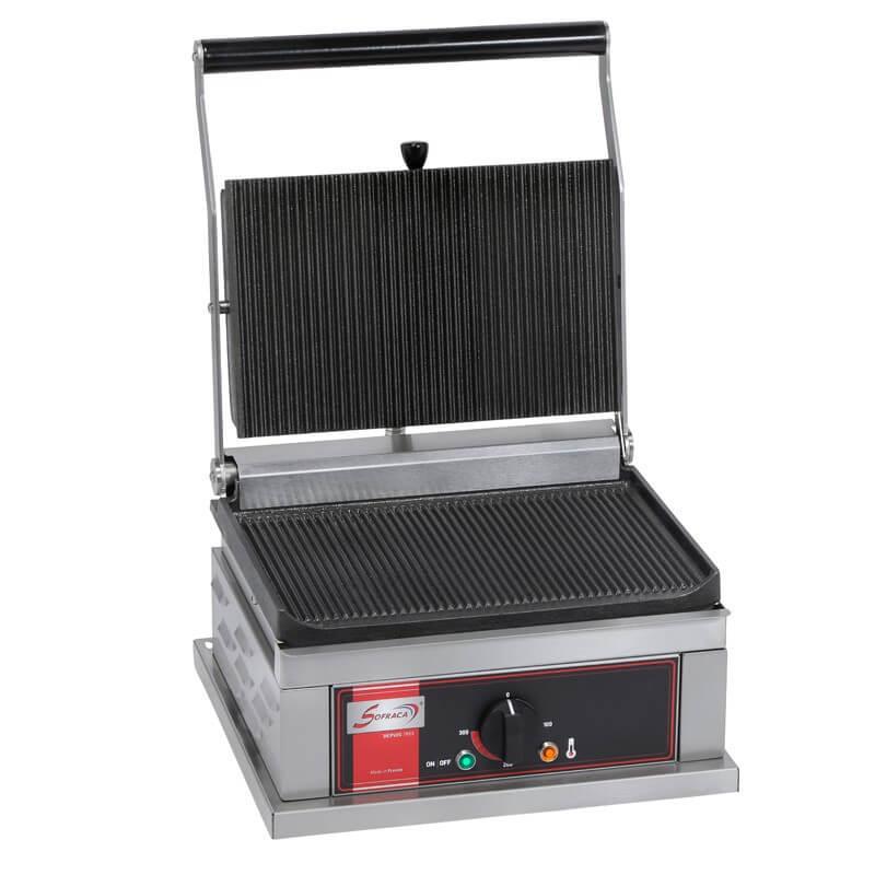 Grill panini grand modèle Sofraca - plaque en fonte de haute qualité pour usage intensif - jusqu'à 240 pièces par heure_0