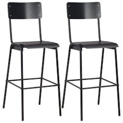 HELLOSHOP26 tabourets de bar design chaise siège noir contreplaqué solide et acier 1202125 Chaises salle à manger x2 - 3002335780715_0