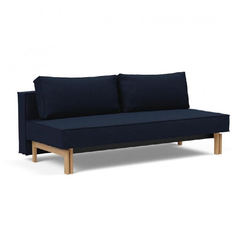 Canapé design convertible lit SLY 140x200 cm - pieds en bois de chêne - tissu Mixed Dance Blue_0