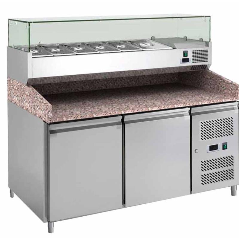 Meuble à pizzas 2 portes - dessus granit - vitrine réfrigérée - réfrigération ventilée +2°C/+8°C - marque L2G_0