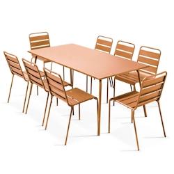 Oviala Business Ensemble table de jardin et 8 chaises en métal Caramel - marron acier 114606_0
