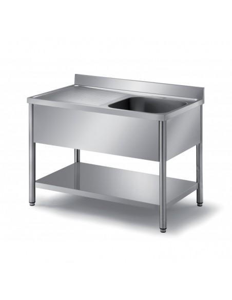 Plonge inox un bac avec égouttoir gauche - Référence : PL1G1260_0