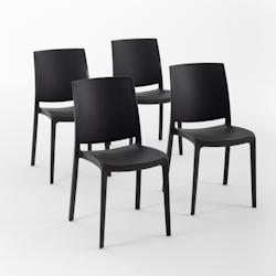 RATTATAN Set 4 Chaises en polypropylène avec fibre de verre empilables pour extérieur et jardin, bar et restaurant, cuisine design moderne - CARMEN_0