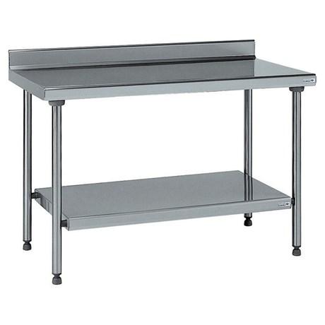 TABLE INOX ADOSSÉE AVEC ÉTAGÈRE INFÉRIEURE FIXE LONGUEUR 1200 MM