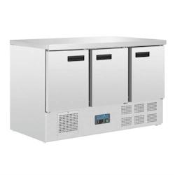 Table Réfrigérée Positive 3 Portes Inox avec Plan de Travail Marbre - 308L GN 1/1 - Froid Ventilé - Polar Série G - TRCL109_0