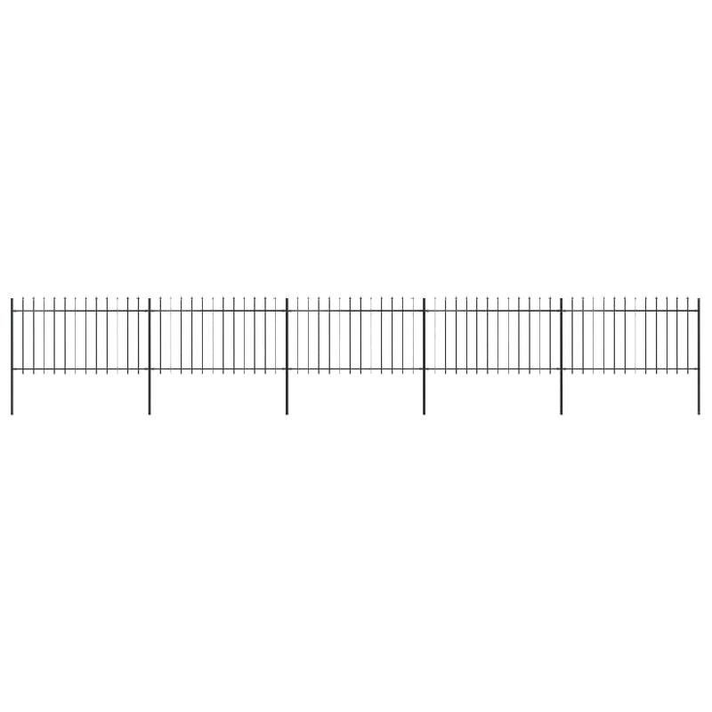 Vidaxl clôture de jardin avec dessus en lance acier 8,5x1 m noir 277615_0