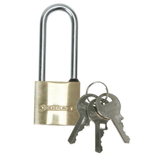 Cadenas en laiton massif - anse longue 50 mm - Silverline MSS04L avec 3 clés_0