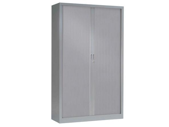 Armoire haute à rideaux 1000 x 430 x 1980 mm - gris perle - fabrication française - 4 étagères incluses_0