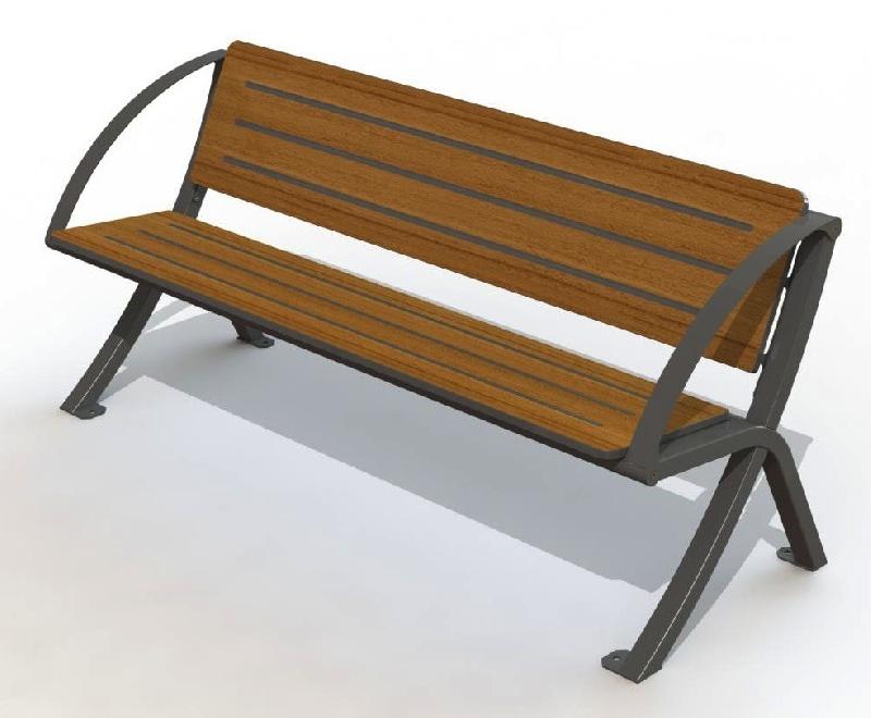 Banc Public Gardonnenque - Lames en compact HPL Ep. 18 mm - Acier galvanisé et thermolaqué - 46 kg_0