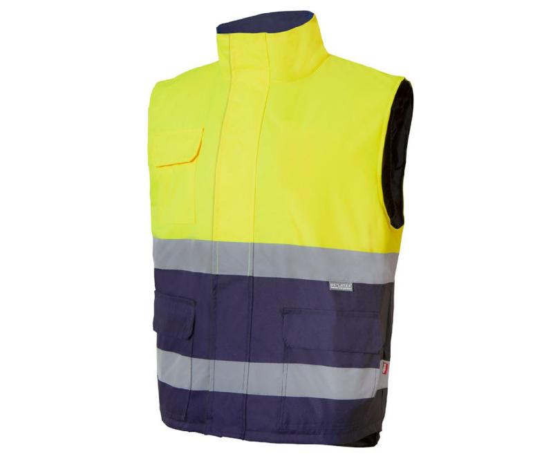 Bodywarmer matelassé bicolore haute visibilité - ref : v35902 - Pen Duick_0