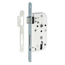 Boitier de serrure encastrable à cylindre pour porte d'entrée, axe 50mm, bouts ronds, zingué - THIRARD - gris 3150269112062_0