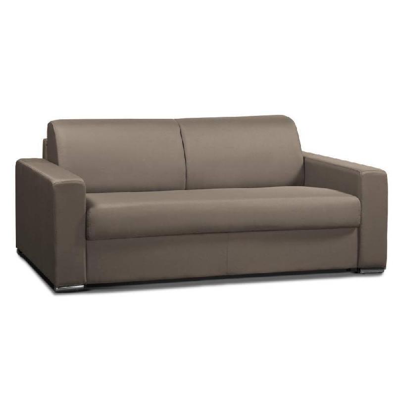 CANAPÉ CONVERTIBLE 3- ALLURE MATELAS MÉMORY  20CM  LATTES 160CM CUIR VACHETTE TAUPE CLAIR_0