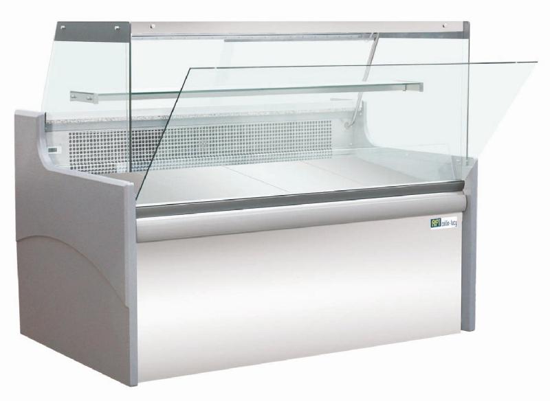 Comptoir d'exposition gris vitre droite de largeur 2590mm avec réserve réfrigérée - VSA2500D.V1G_0