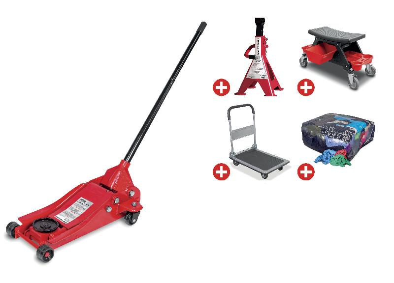 Cric rouleur plat 2,5 T avec chandelles, chariot et tabouret mécanicien MW Tools CAT25TL SET 3_0