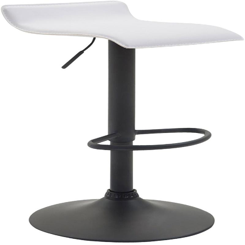Décoshop26 - Tabouret de bar x1 design minimaliste hauteur réglable repose-pieds en PVC blanc et métal noir 10_0005613 - blanc métal 3000265119506_0