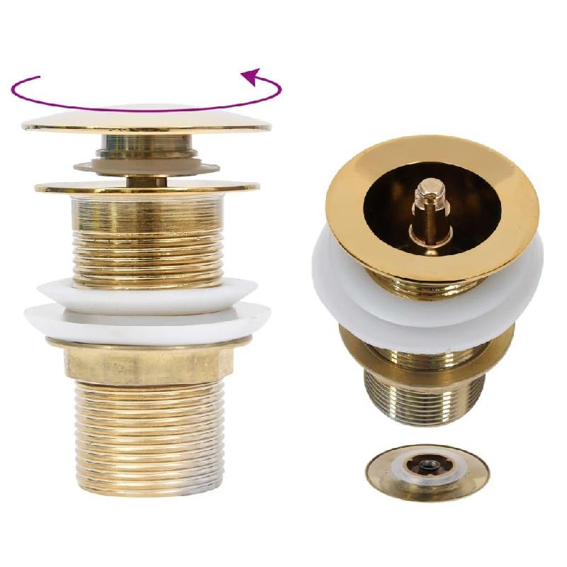 Drain à poussoir sans débordement doré - 6,4 x 6,4 x 9,1 cm - 02_0003489_0