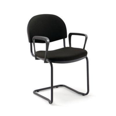 Fauteuil réunion et visiteur Prima - Tissu rembourré non feu - Noir - Pieds luge Noir - lot de 4_0