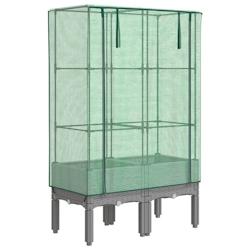Helloshop26 - Jardinière bac lit surélevé plantes fleurs terrasse jardin surélevée avec housse aspect rotin 80 x 40 x 140 cm gris 02_0038796 - 30_0