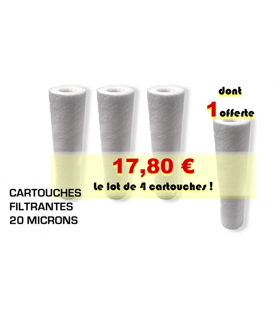 Lot de 4 cartouches dont 1 offerte 9''3/4 10'' sediments 20 microns particul-10x20_0