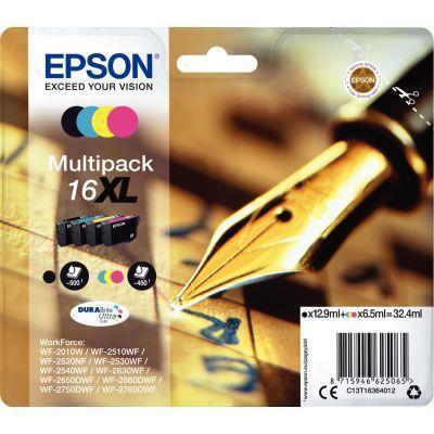 Lot de 4 cartouches d'encre jet Epson T16364 - Noir, Cyan, Magenta et Jaune - Haute capacité_0
