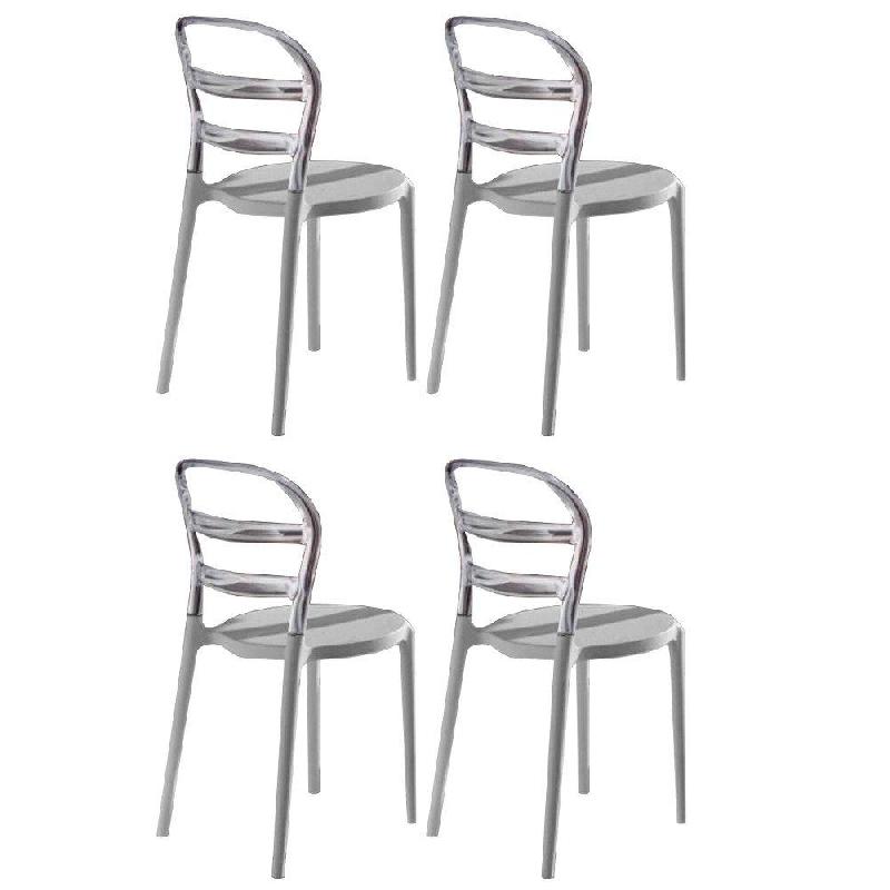 LOT DE 4 CHAISES DESIGN DEJAVU EN POLYCARBONATE TRANSPARENT ET BLANC_0