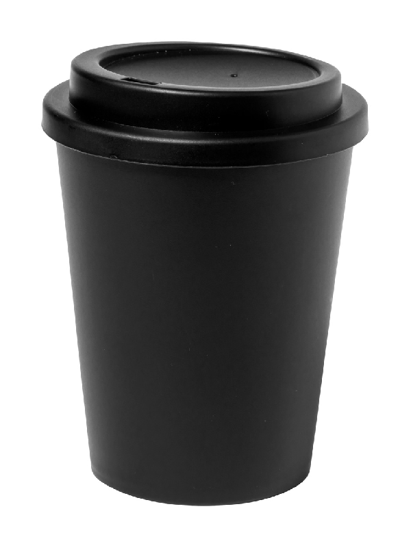 Mug thermos - isotherme à double paroi en plastique PP - 300 ml - couleur noire_0