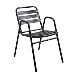 Oviala Business Chaise de jardin empilable en aluminium noire - Oviala - noir aluminium 112465_0