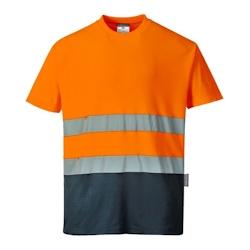 Portwest - Tee-shirt manches courtes en coton bicolore HV Orange / Bleu Marine Taille 3XL - XXXL 5036108250899_0