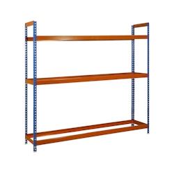 PROREGAL Support à pneus Big METAL SHARK NO.6 | HxLxP 200x150x45cm | Charge du compartiment 300 kg | jusqu'à 18 pneus sur 3 niveaux | Bleu/Orange -_0