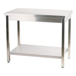 Romux® Table adossée en Acier Inoxydable pour Restauration Centrale avec 1 Étagère 1500x700x850 mm | Table de Travail Résistante à la Corrosion_0