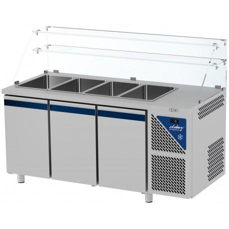 Saladette positive +4/+10°C - sans groupe logé - 4 GN 1/1 - 460 L - 3 portes pleines - profondeur 700 mm - Dalmec - SAL703SGC-2_0