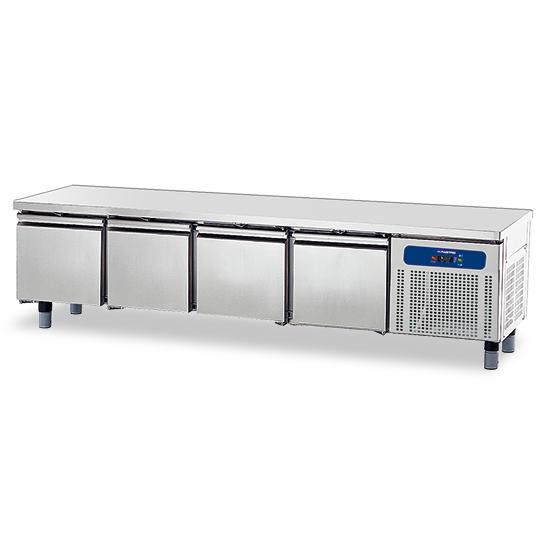 Soubassement réfrigéré professionnel avec 4 tiroirs 1/1 pour appareils de cuisson l=2200 mm - HCE2018_0