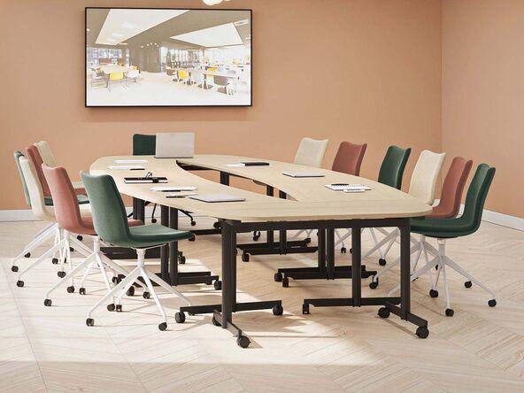 Ensemble de tables polyvalentes tonneau rabattables Evolve sur roulettes_0