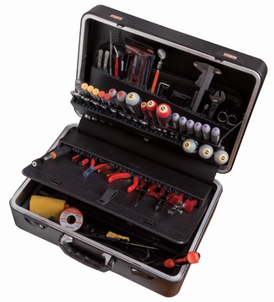Valise d'outillage rigide avec kit d'outils multi-usages - 109 pcs - étanche, résistante et amovible_0