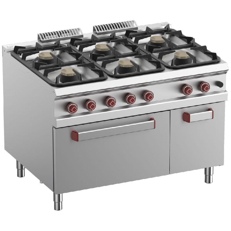Fourneau 6 feux sur four gaz GN 2/1 et armoire neutre fermée_0