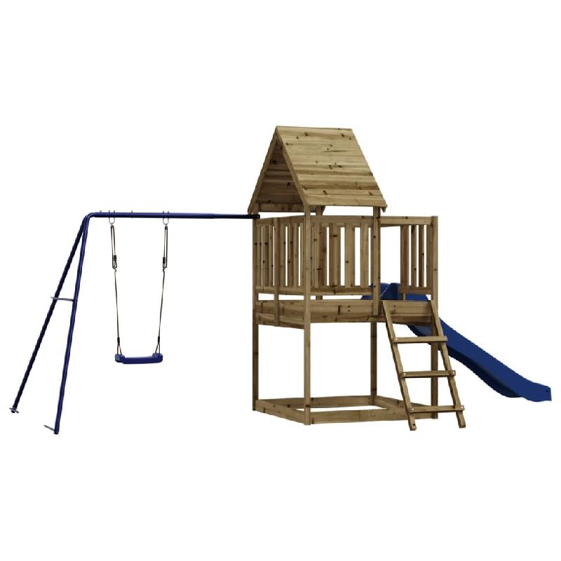 AIRE DE JEUX D\'EXTÉRIEUR BALANÇOIRES TOBOGGAN PORTIQUES ROBUSTE JEUX JARDIN 494 X 235 X 228 CM BOIS DE PIN IMPRÉGNÉ 02_0004735_0