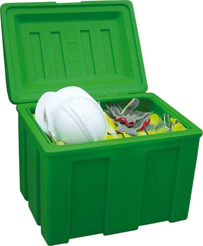 Bac à sel ou à sable PEHD 110 litres vert - étanche, résistant aux UV et variations climatiques_0