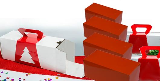 Boîte bûche - à pattes rentrantes et verrouillage - pelliculage brillant - 7 coloris au choix - marquage dès 50 unités_0